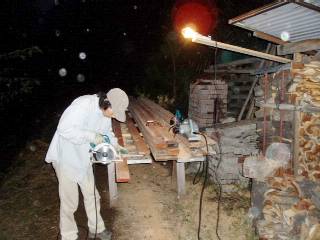 cutting floorboards