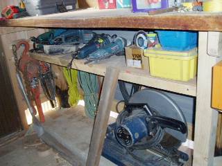 under the work table