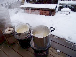 boiling soybeans