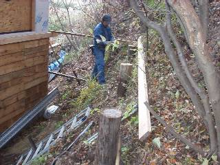 plant used telegraph poles for the foundation of the deck