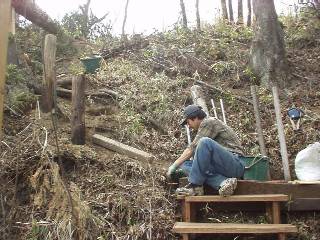 build stairs to the upper land along the trail