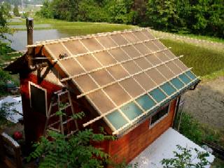 place thin lumbers to nail corrugated sheets on